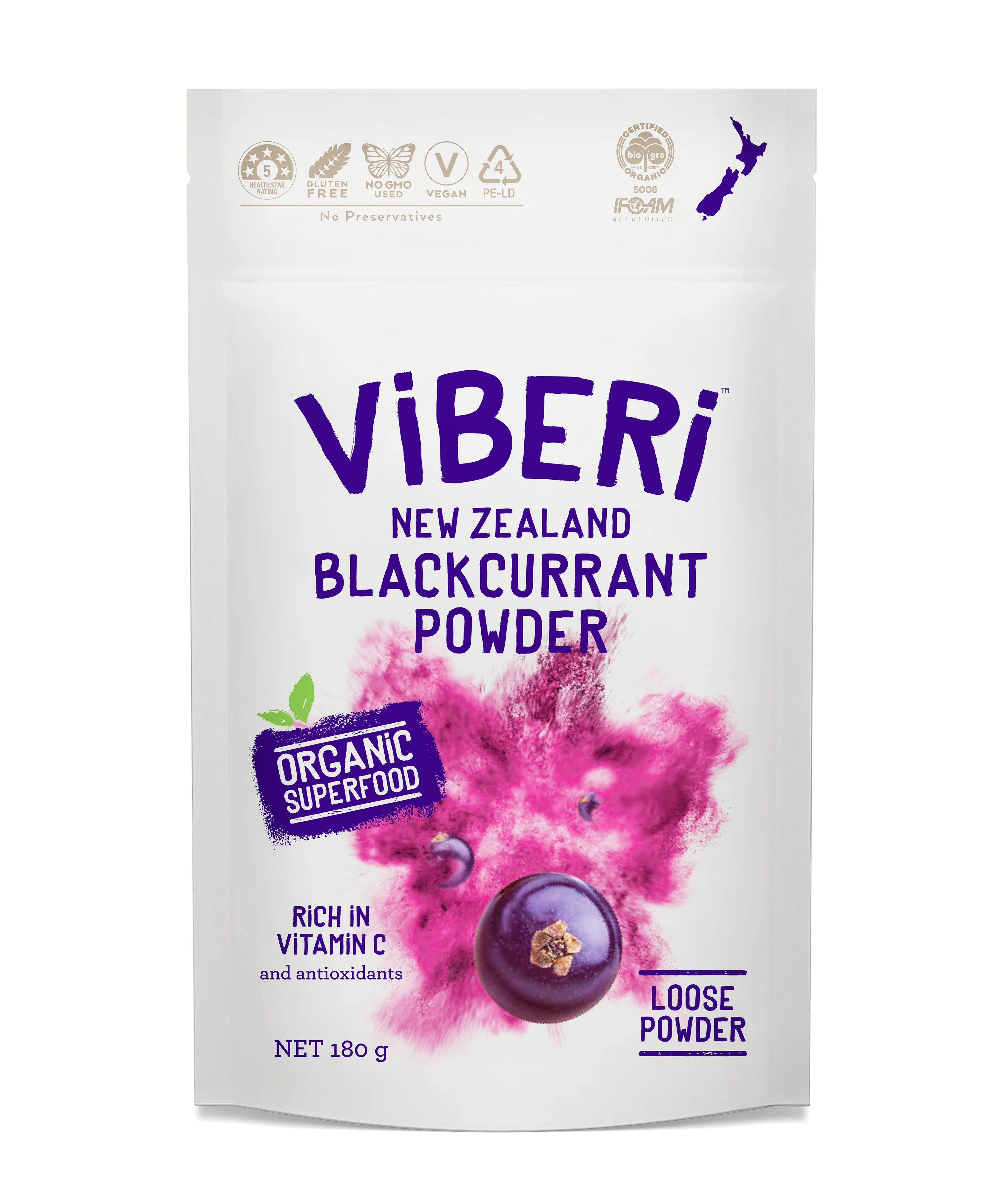 ViBERi Blackcurrant Powder 180gm Bulk Pack