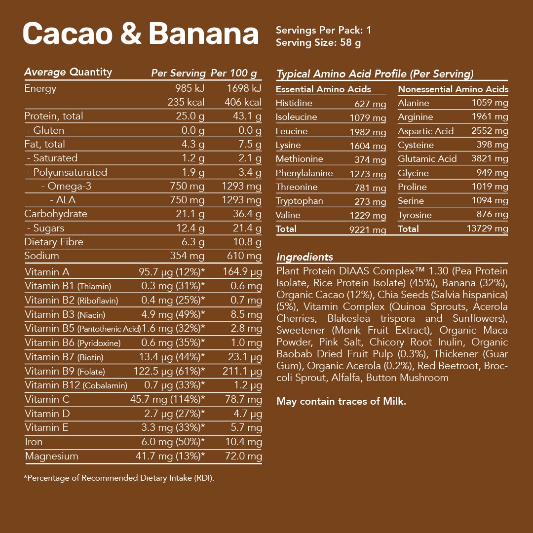 Plant Protein Smoothie - Cacao & Banana / Single Serves