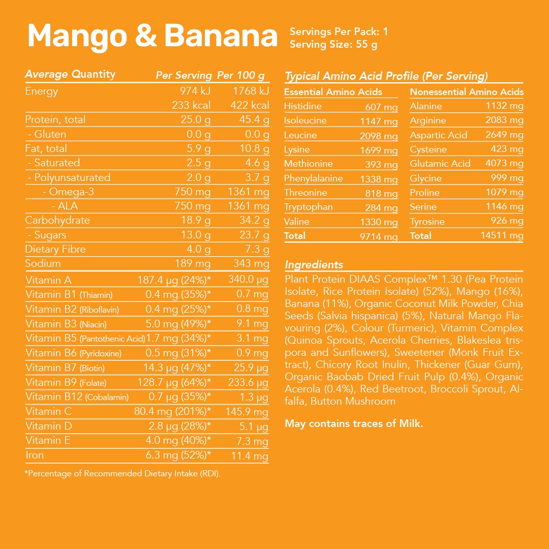 Plant Protein Smoothie - Mango & Banana / Single Serves