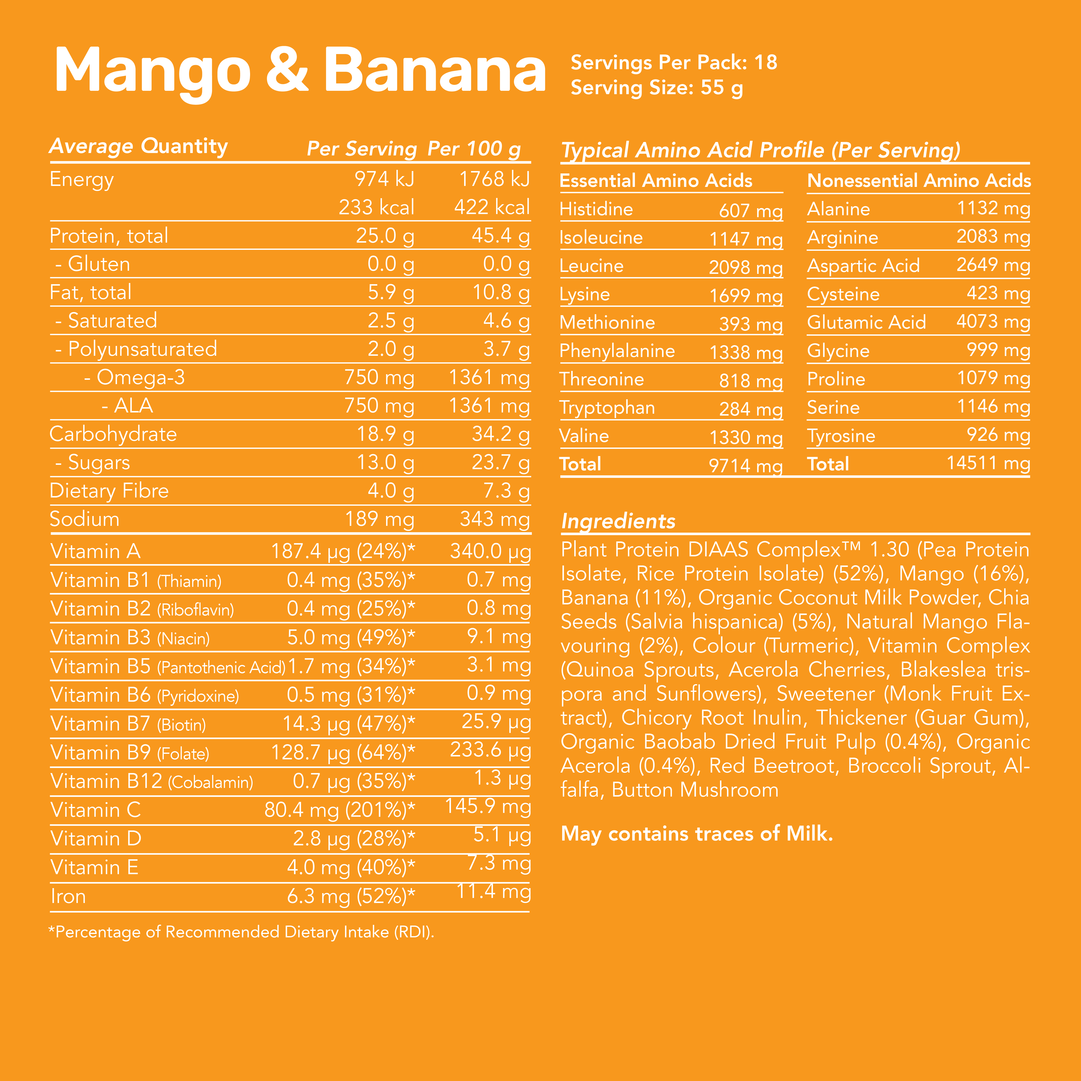 Plant Protein Smoothie - Mango & Banana / Bulk Bag