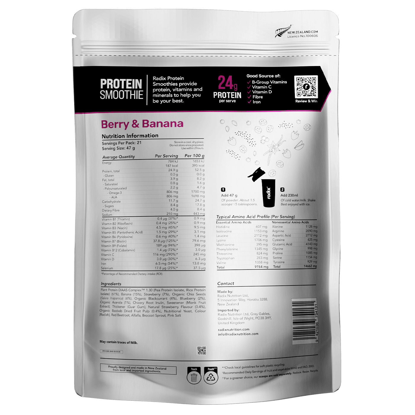 Plant Protein Smoothie - Berry & Banana / Bulk Bag