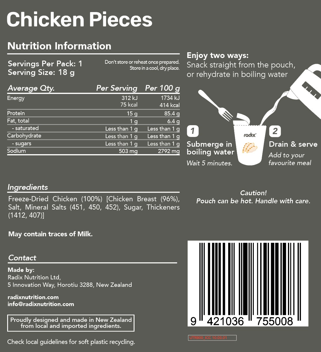 Freeze-Dried Chicken Pieces 18 g