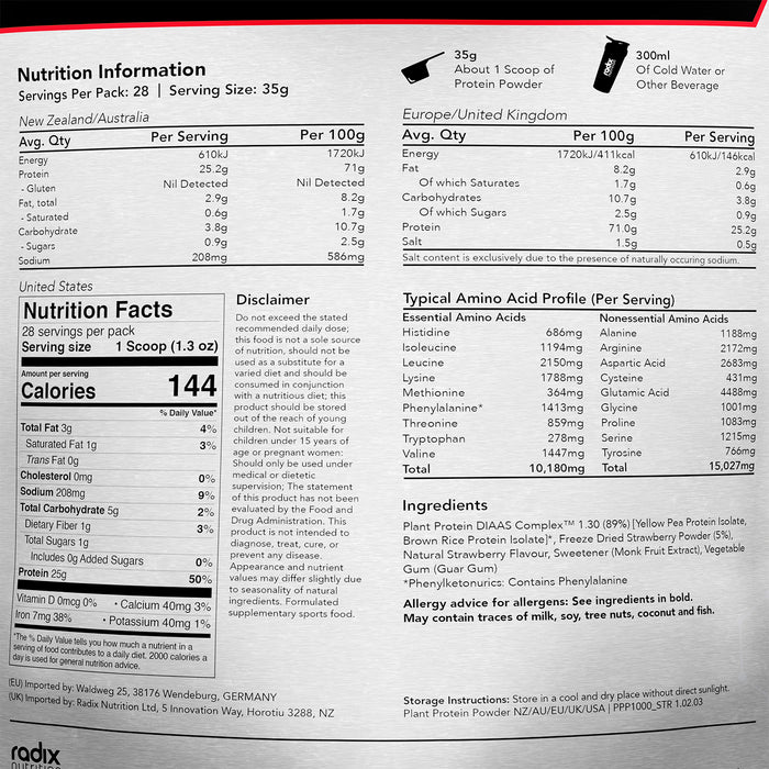 Plant Protein DIAAS Complex 1.30 - Strawberry / 1kg Bag
