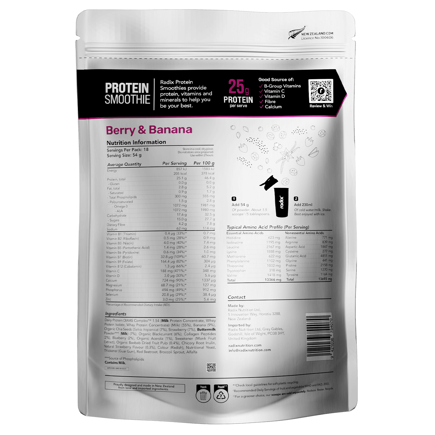 Whey Protein Smoothie - Berry & Banana / Bulk Bag