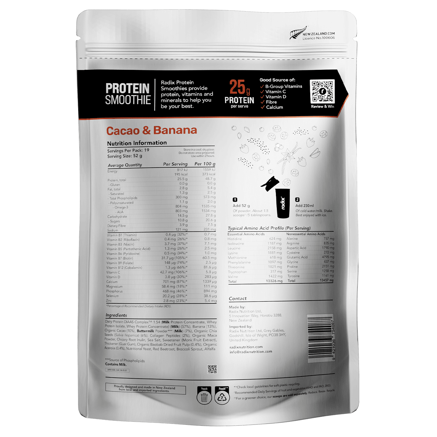 Whey Protein Smoothie - Cacao & Banana / Bulk Bag