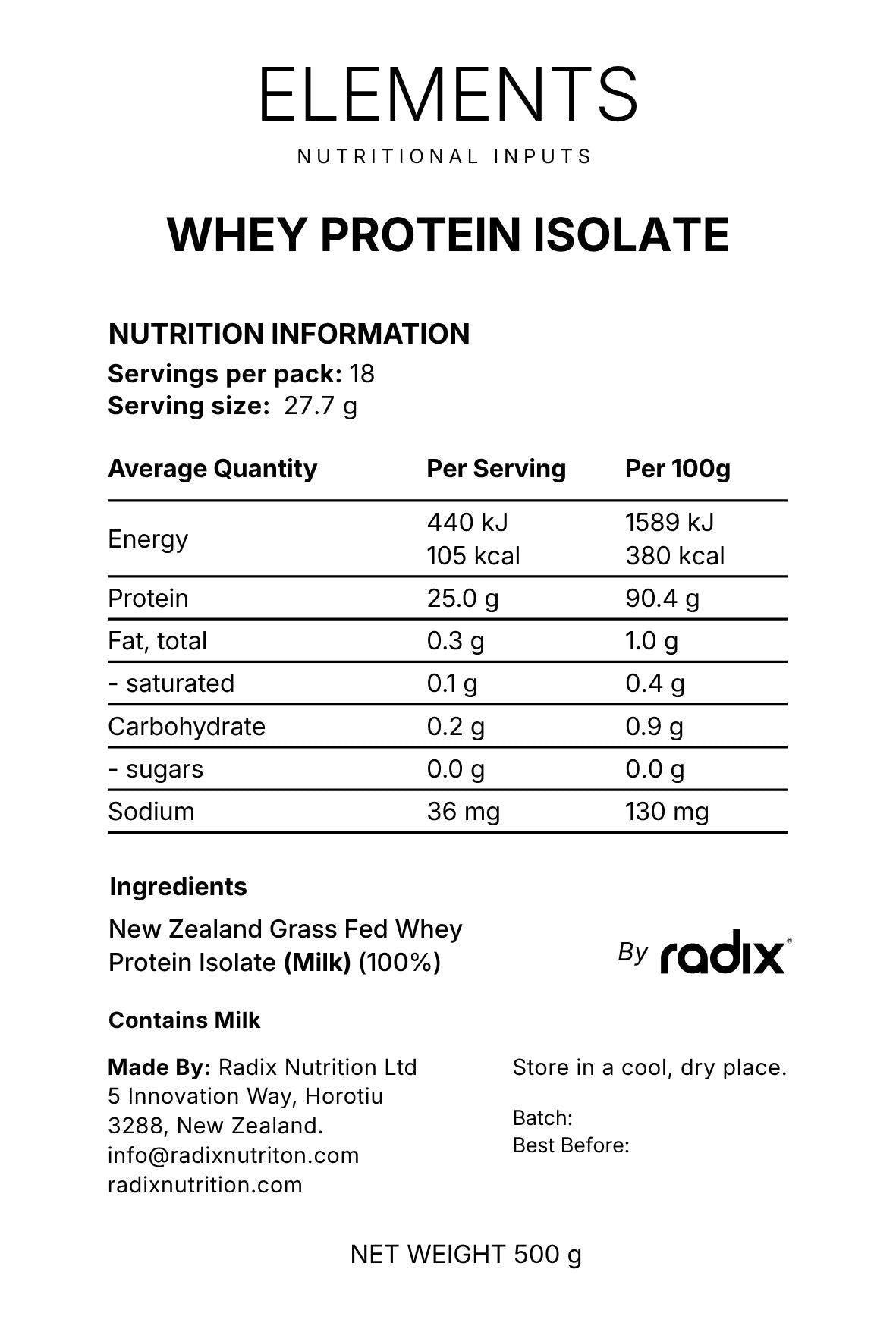 Whey Protein Isolate 500 g