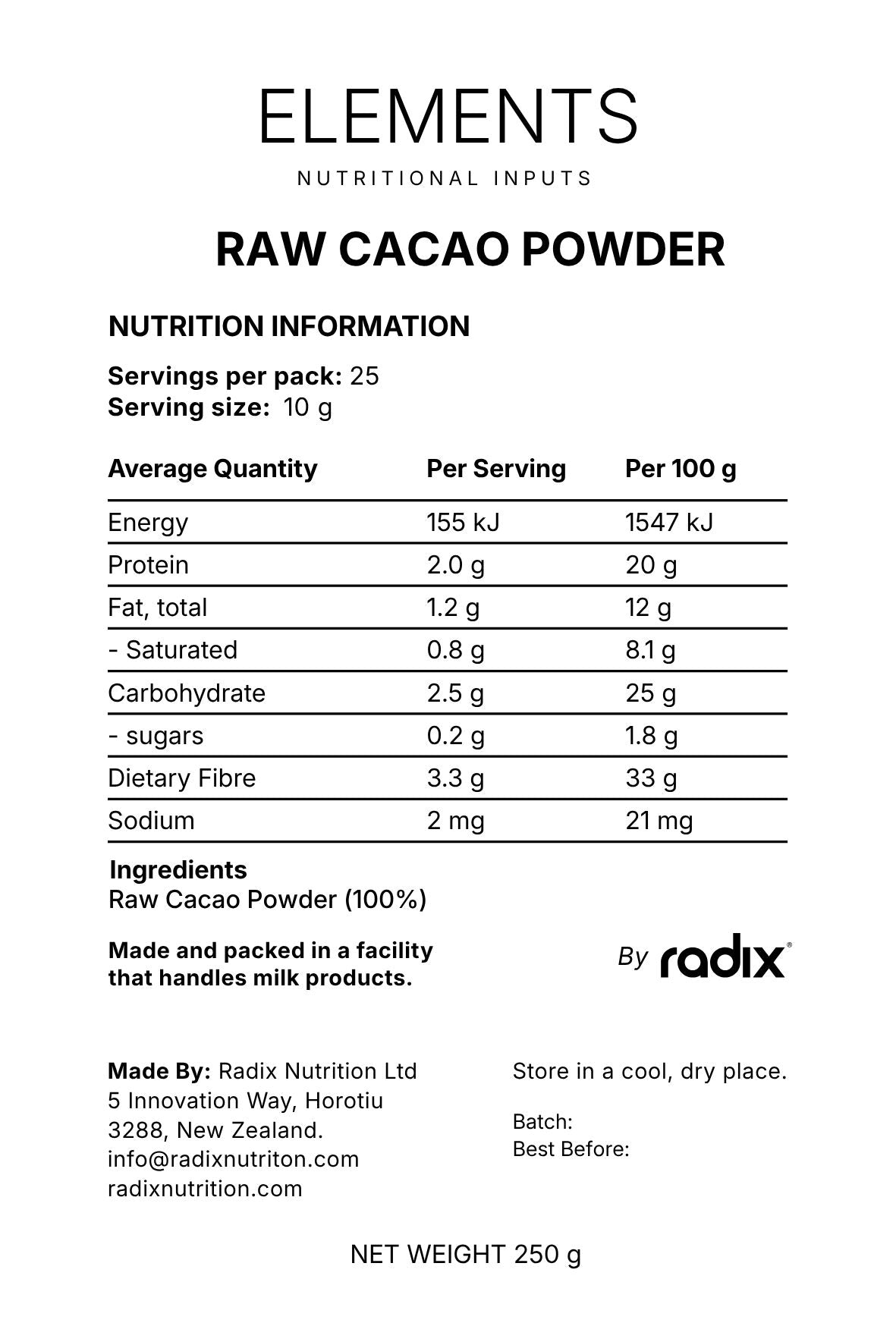 Raw Cacao Powder 250 g