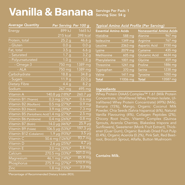 Whey Protein Smoothie - Vanilla & Banana / Single Serve