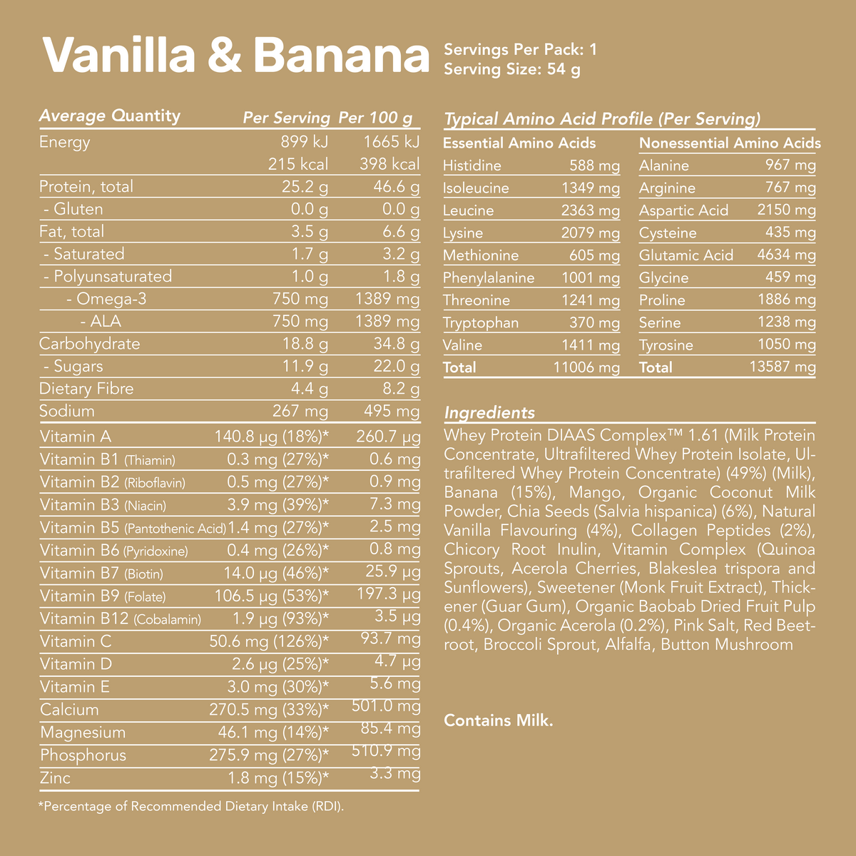 Whey Protein Smoothie - Vanilla &amp; Banana / Single Serve
