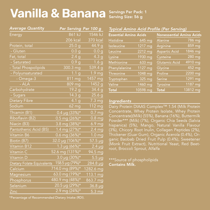 Whey Protein Smoothie - Vanilla & Banana / Single Serve
